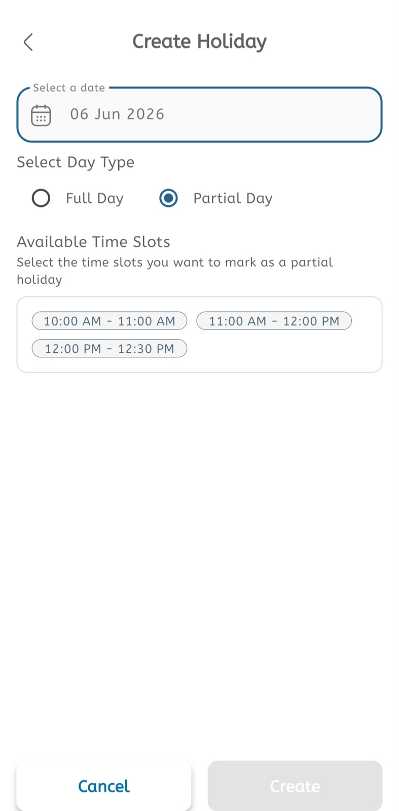 Create holiday screen