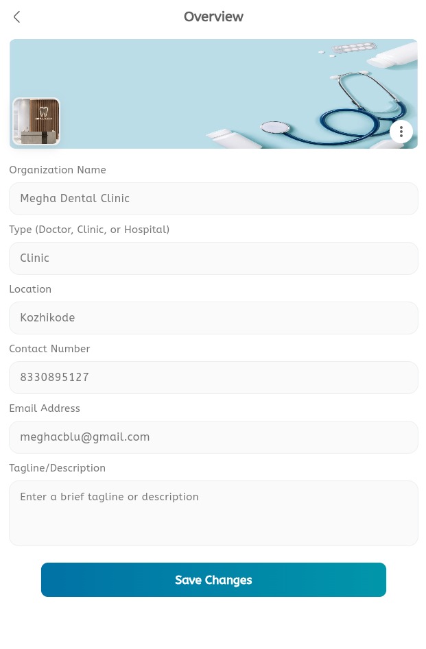 Profile overview screen